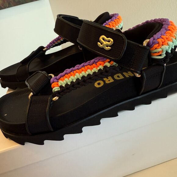 Sandro Olimpia Sandals Platform Flatform Colorful Straps - Picture 5 of 9